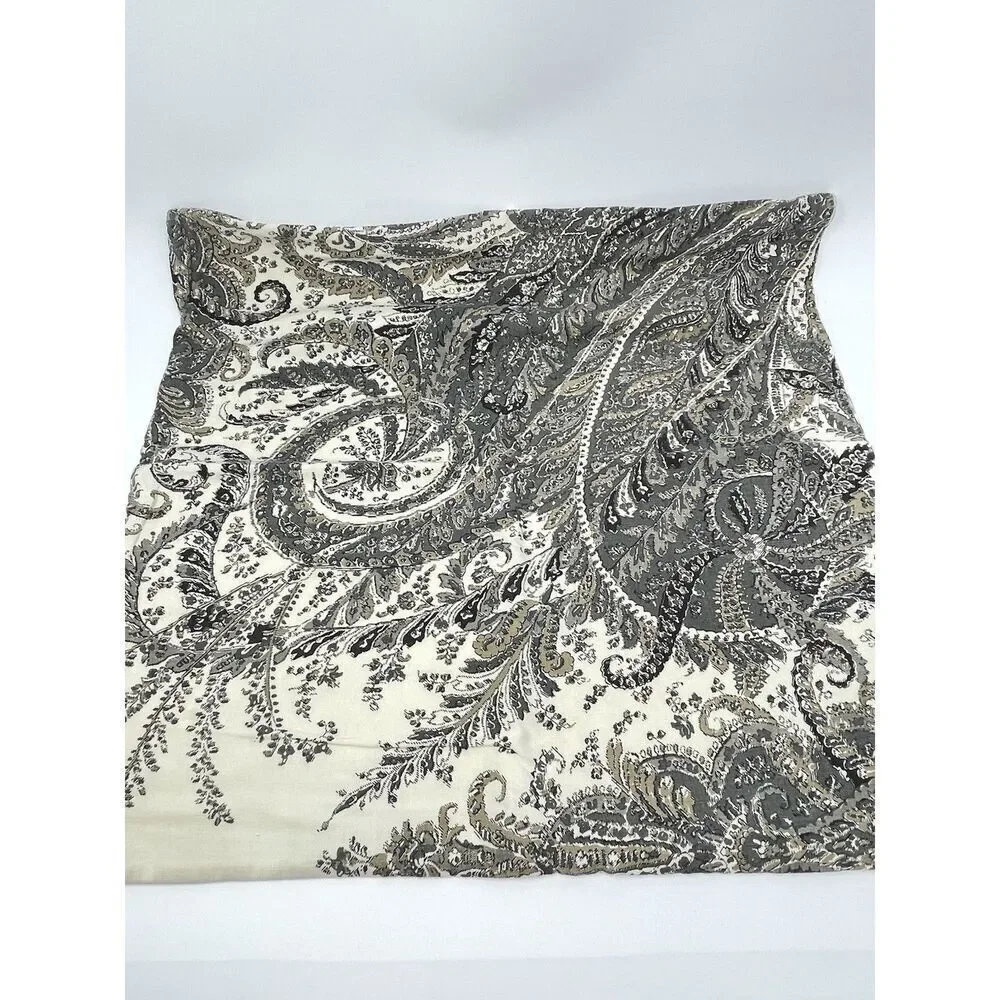Pottery Barn Throw Pillow Sham Cover Gray Linen Blend Paisley Ikat 24